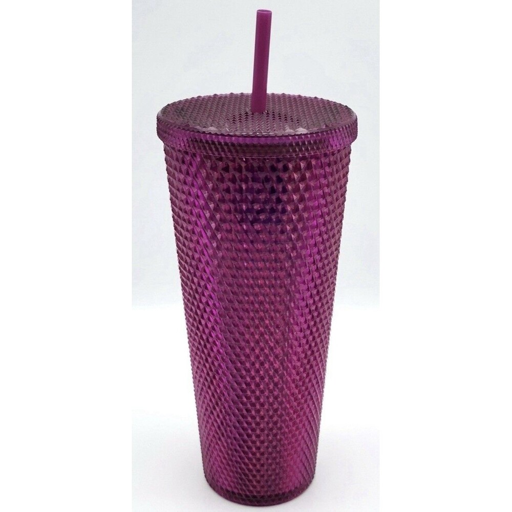 Starbucks 2022 Holiday Sangria Berry Pink Studded Bling Tumbler 24oz Venti Matte - Picture 3 of 8
